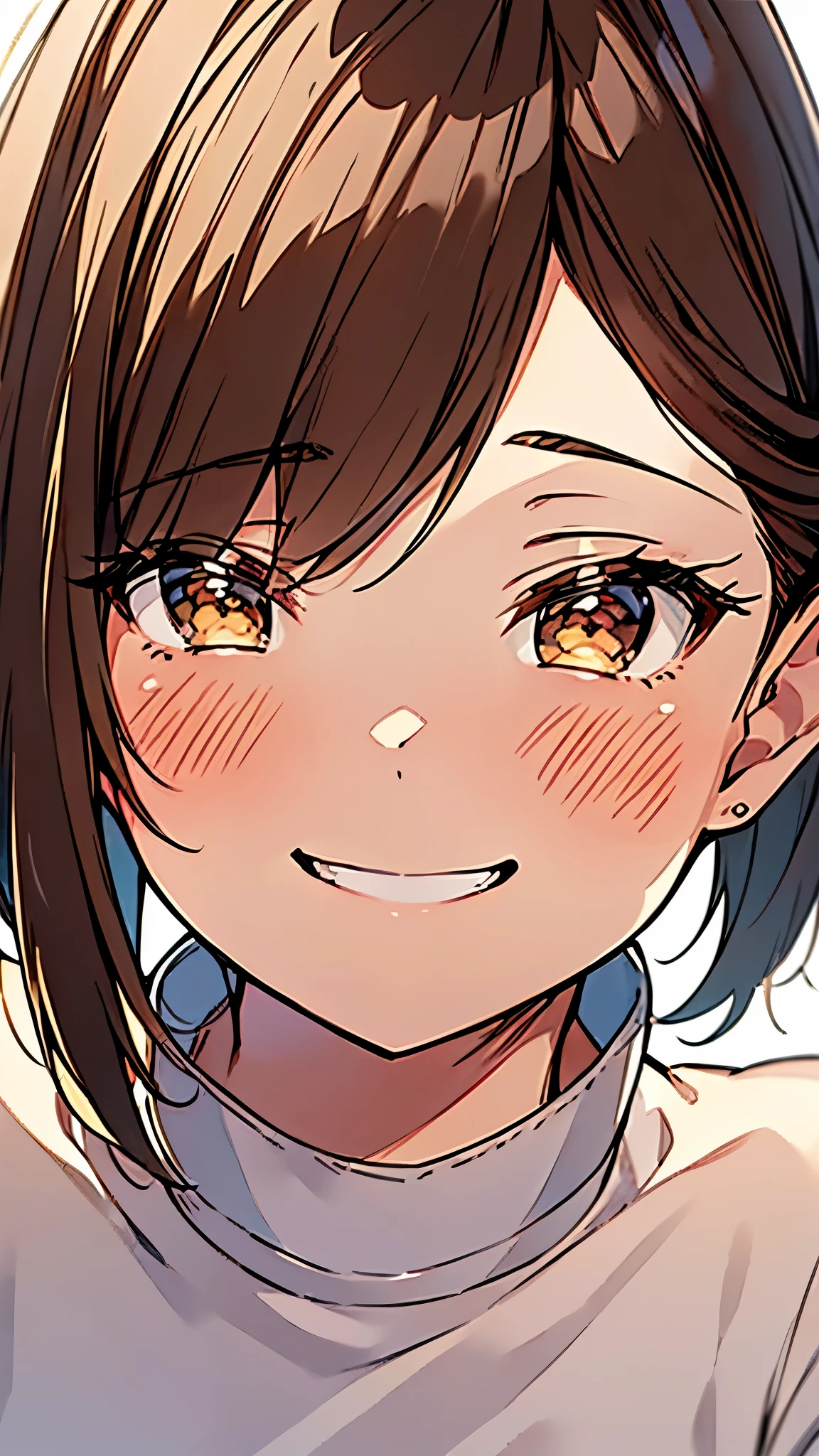 One girl、(Brown hair short cut、Beautiful brown hair、Keep your head small、Perfect Face、Shiny skin、Clear, reflective brown eyes、Slightly chubby、Small breasts、The butt is small)、(((Watercolor)))、
Let's think step by step,Best Quality、masterpiece、 Ultra-high resolution、 8k、Show anime style 、Soft Line Art、Digital Enhancement、 shojo anime touch, shojo manga core, Flowing fabric、Soft Drawing、 Ultra-detailed digital anime art、 Clear facial depiction、Super detailed shojo manga character art、 Ultra-detailed manga style、 Best Qualityの色、
((Face close-up、 An unforgettable smile)))
