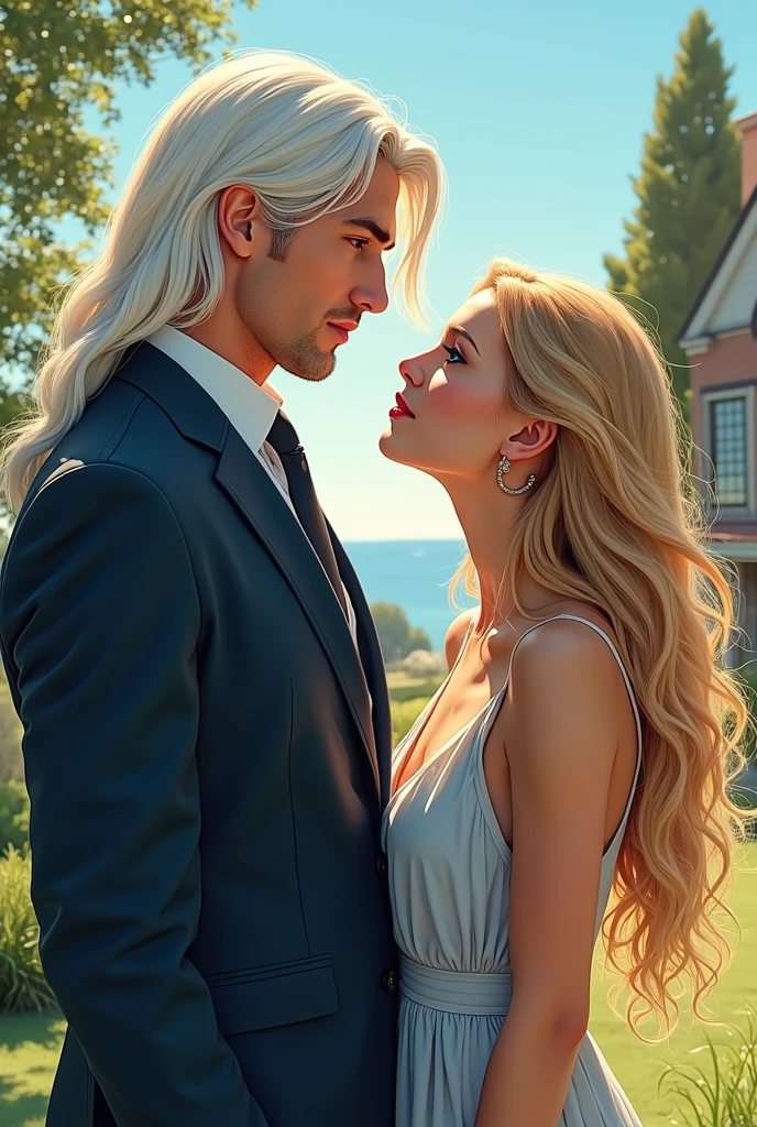 A man and a woman kiss under the stars, realistic, best quality, handsome men and beautiful women, no clothes