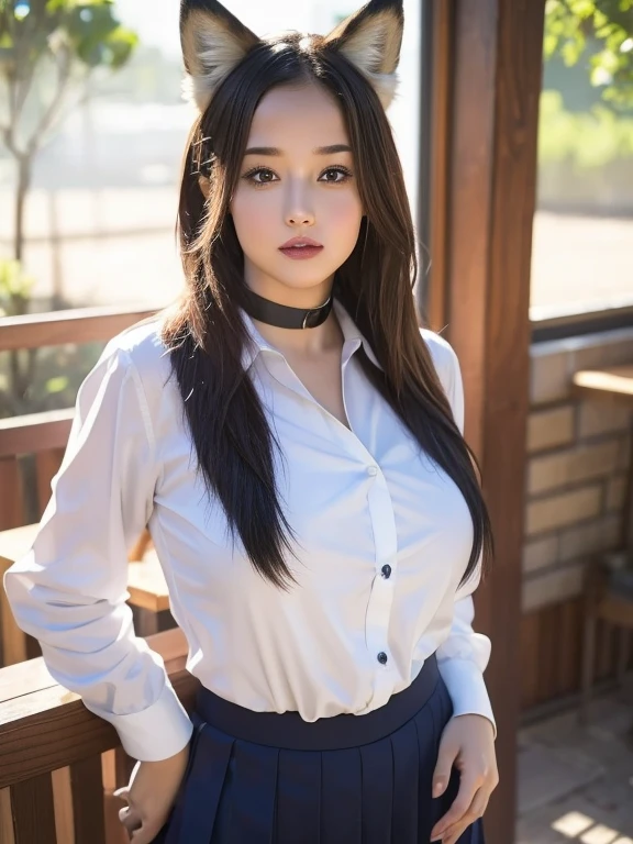 (Girl sitting on classroom chair,crossedlegs)、porate、bright expression、young and shiny white shiny skin、Best Looks、ultimate beauty girl、The most beautiful platinum black hair in the world、Shiny black hair,、Super long silky straight hair、Beautiful bangs that shine、Sparkling crystal clear and charming blue eyes、Very nice and lovely 18 year old girl, Large bust、(Uniform dark red flared skirt)、(up skirt)、((No bra))((Hide with both hands,))