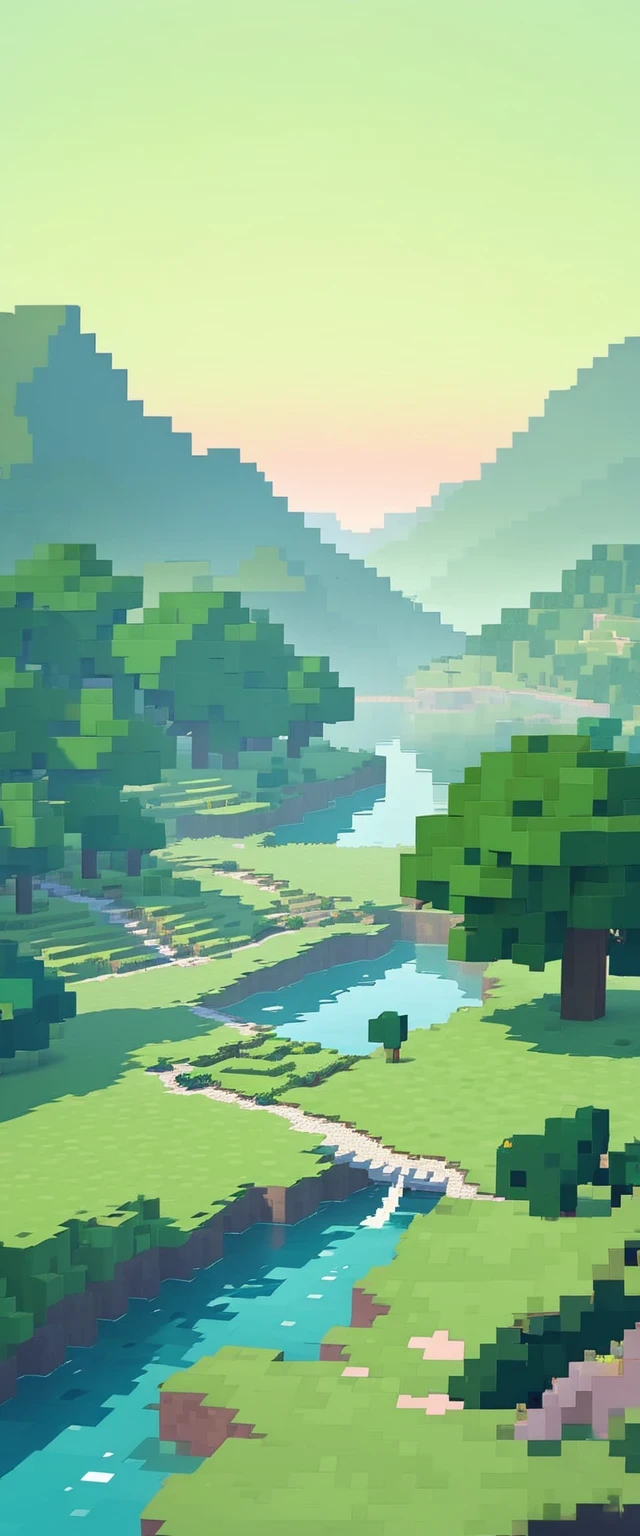 Minecraft , Lofi Cozy ,minimal ,Cute, landscape