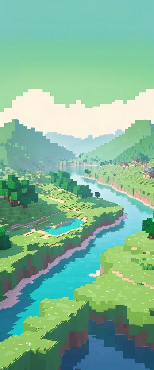 Minecraft , Lofi Cozy ,minimal ,Cute, landscape