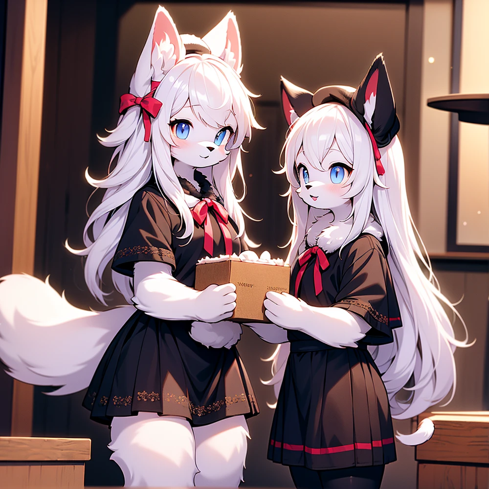 gym storeroom, Koneko Toujou (DXD), 1girl, white cat ears, (classic uniform), white cat tail, school hallway, red skirt, small breasts, black ribbon,, masterpiece, best quality, highly detailed