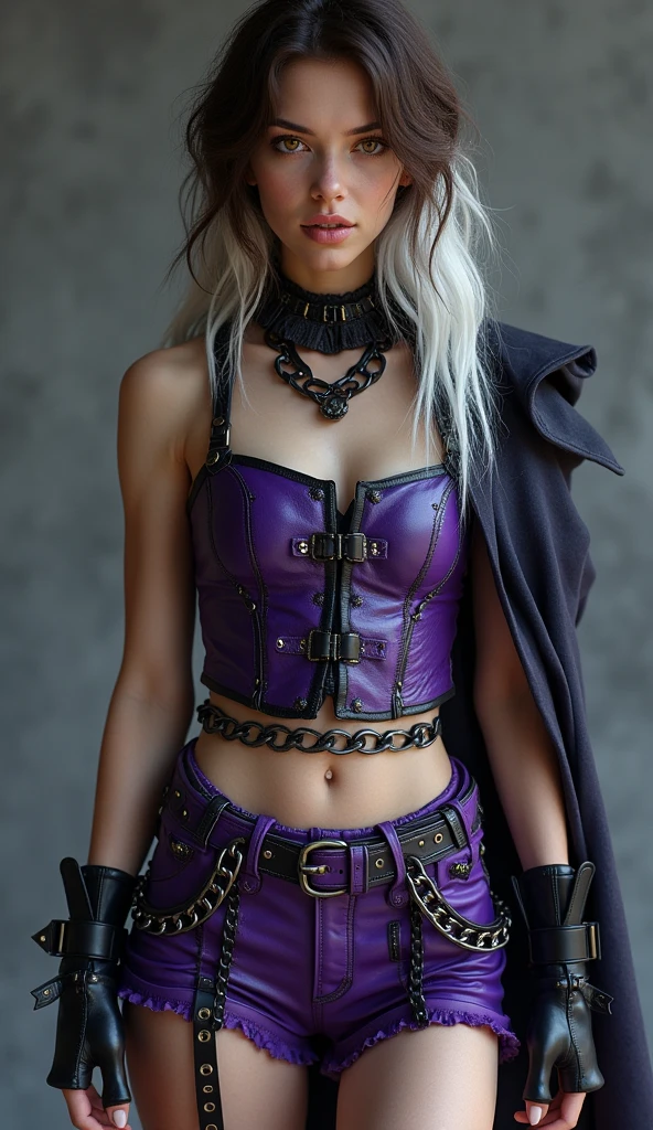 red leather and purple hair