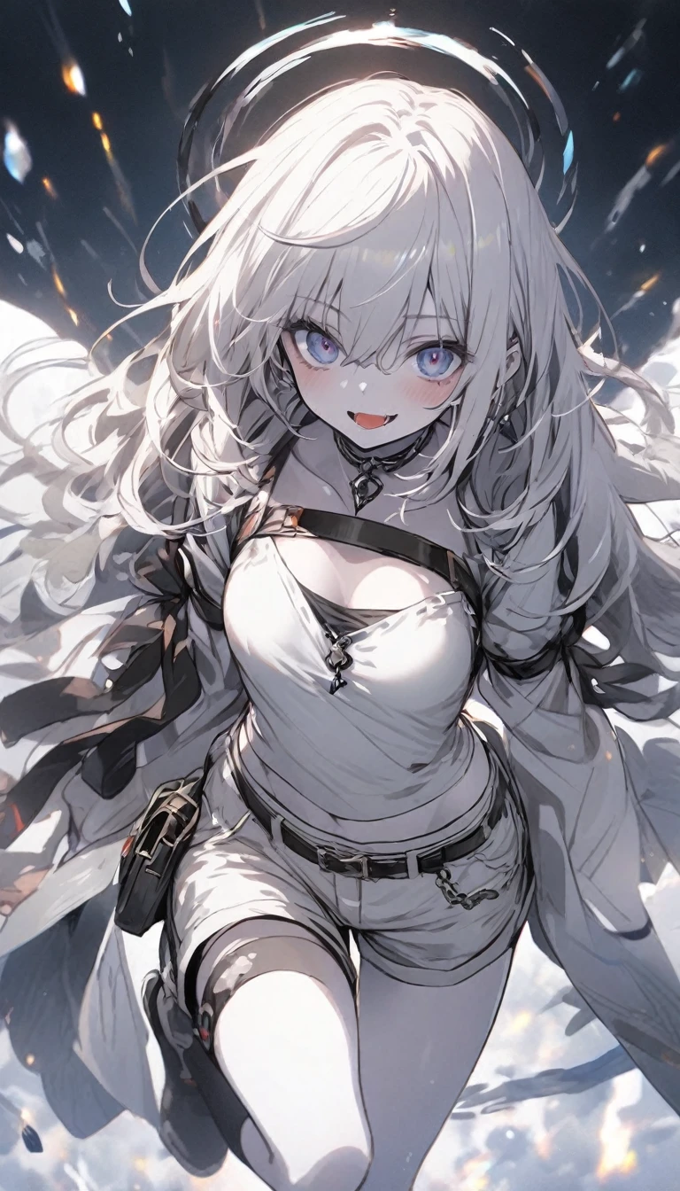 With long white hair and black wings、anime girl holding a sword, Gothic Maiden Anime Girl, White-haired God, From Arknights, Nightcore, Devil Anime Girl, Angel Knight Gothic Girl, Fate-like anime style/Stay Night, The villain has black angel wings, From desire, Gap Moe Yandere Grimdark, From Girls Frontline, grim Reaper, pixiv style