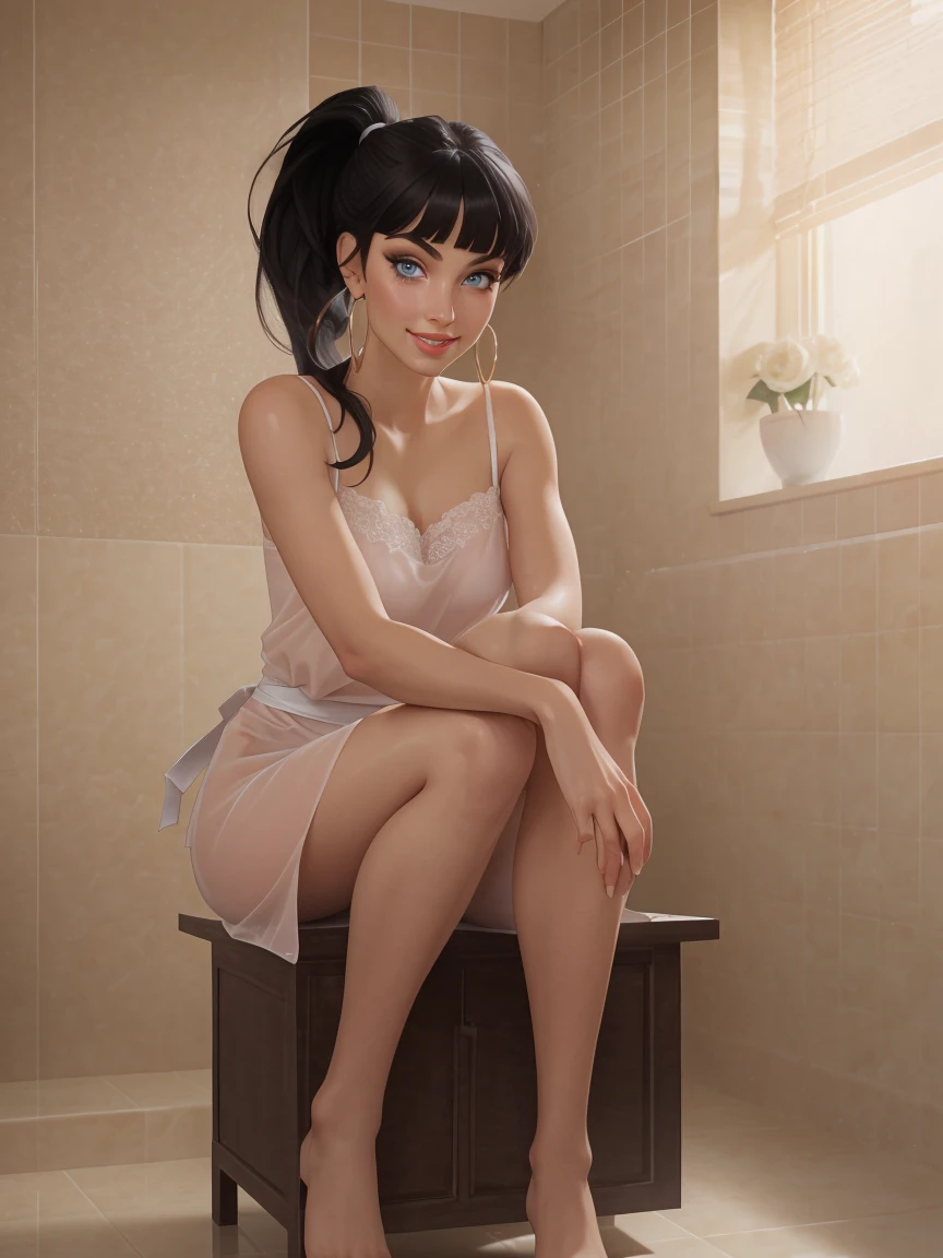 ((best quality)), ((masterpiece)), (detailed), perfect face, Russian, indian, curve waist, sexy figure, naked, nude, nipples, detailed pussy, fancy hairstyle, exposed buttocks, wide cleavage, front facing, Full body, head to Toe, silver jewellery on neck, (Silver jwelleries), white hair, long hair, cute hairstyles, realistic, perfect eyes, ultra hd, 4k, 8k, Tight pussy, exposed thighs, perfect fingers, highly detailed, detailed eyes, pink lips, big royal bathroom, small , small breast, seducing pose, silver jewellery on nipple and waist,