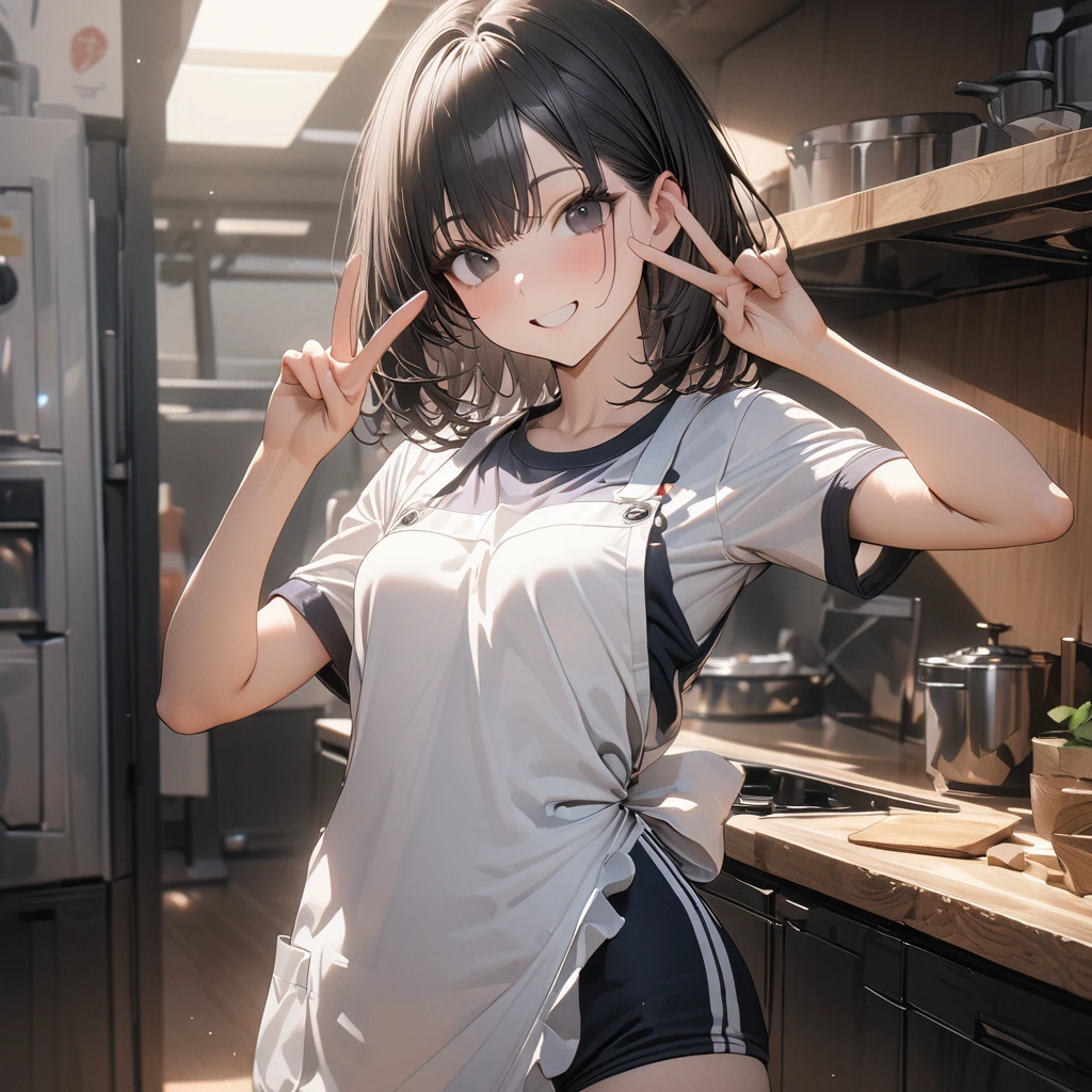 "(A perfect masterpiece:1.2), (Highest quality:1.2), A stunning face, Mature and fat, Big eyes, Compensate, Long and luxurious eyelashes, Lip, Irresistible charisma.",belly button,(((A girl who looks like a boy))),(((Very short hair))),腹logic,Raised arms,Browsing Caution,(((logic))),Sports pants,Sportswear,Hair Clip,training,Sweat,yoga,wallpaper,White T-shirt,Small breasts,Pixie Cut