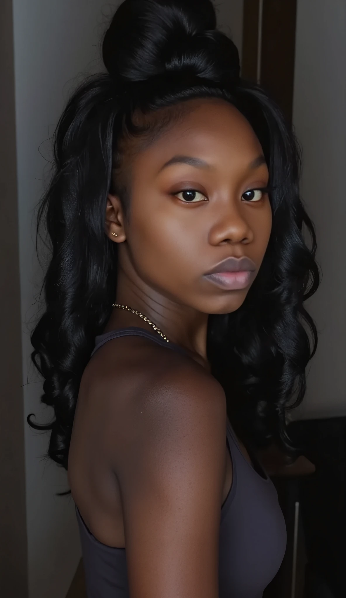 destini, a dark-skinned black woman with long black hair, wearing a winter sweatsuit outfit and ugg boots, detailed eyes, detailed lips, extremely detailed face, longeyelashes, beautiful, portrait, high quality, photorealistic, 8k, masterpiece, chiaroscuro, dramatic lighting, cinematic, moody, atmospheric, profound, introspective
