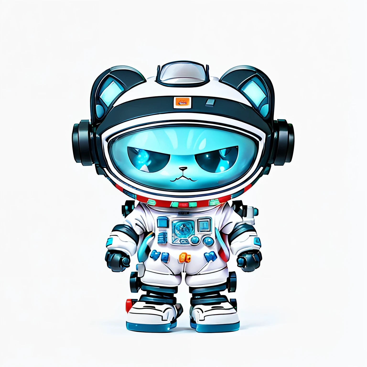 cartoon cat astronaut in space suit with headphones and a helmet, cyborg kitten, cyborg cat, a cyborg cat, astronaut cat, space cat, robot cat, cat from the void, gumball watterson, cat robot, an evil alien astronaut, this character has cryokinesis, toonix character, echo from overwatch, cybercat, in a space cadet outfit