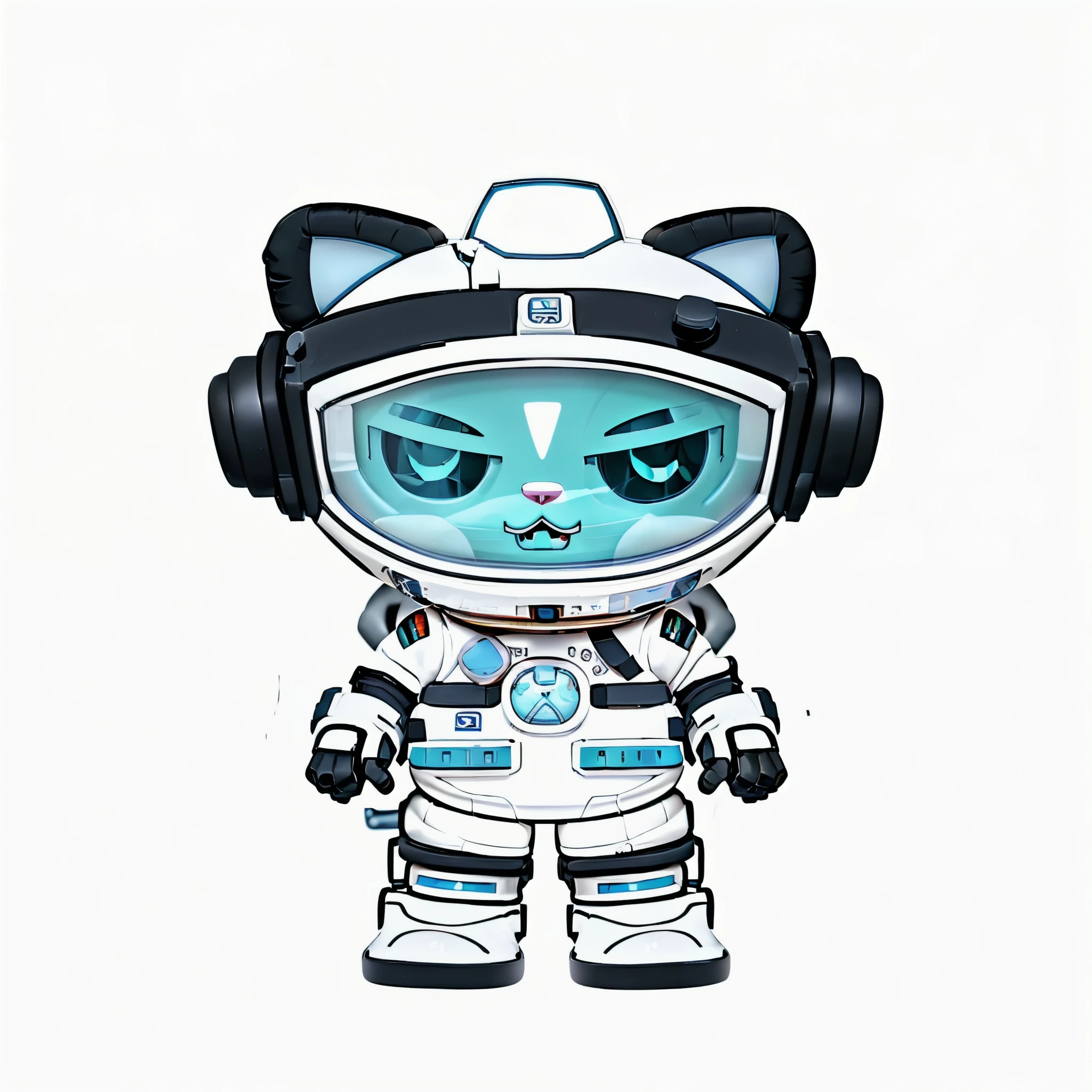 cartoon cat astronaut in space suit with headphones and a helmet, cyborg kitten, cyborg cat, a cyborg cat, astronaut cat, space cat, robot cat, cat from the void, gumball watterson, cat robot, an evil alien astronaut, this character has cryokinesis, toonix character, echo from overwatch, cybercat, in a space cadet outfit