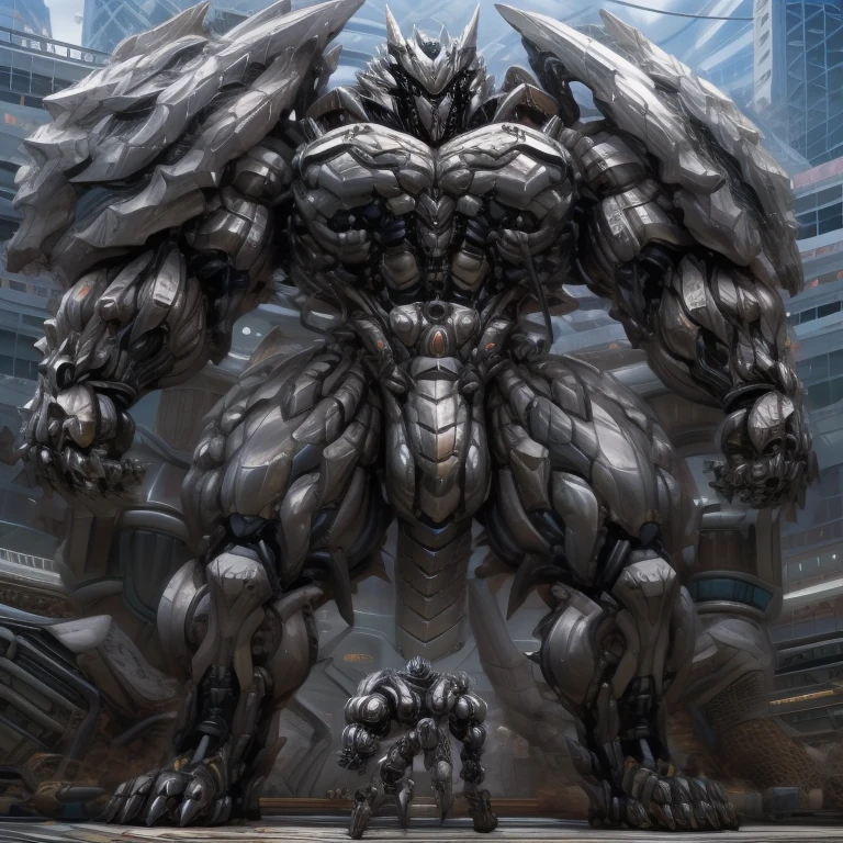 (masterpiece. official art. 8k. best quality. detailed full body. full body.)
(situation 1 : dominating zeraora. Zeraora is over 1000 meters long. giant mechanical Muscular Zeraora is trampling the city. Looking down. macro. stomp. Low-angle perspective. emphasizing the immense size.)
(situation 2 :smoke and flames rising from the destruction in the city)
(Additional details 1: wearing a full-face helmet. high-tech bio-mecha armor. real texture material. whole body shines like metal. Wearing cyberpunk mecha. emphasizes the muscles. suit fully made of metal. intricate armor. Robotic suit. suit fully made of metal. cyborg. Powered exoskeleton with the same design as Zeraora).
(Additional details 2: (gigantic muscles. HYPER MUSCLES. Gigachad Muscular. big muscle. pecs. triceps. traps. unusually developed muscular body. body full of huge muscles. showing off muscles. pectorales enormes. Exaggeratedly huge muscles.).
(Additional details 3: Spread wings. It has wings. have big wings. The claws are sharp. Sharp teeth.5 toes.).
(Additional details 4: black color hyper penis. hyper black penis. big penis)