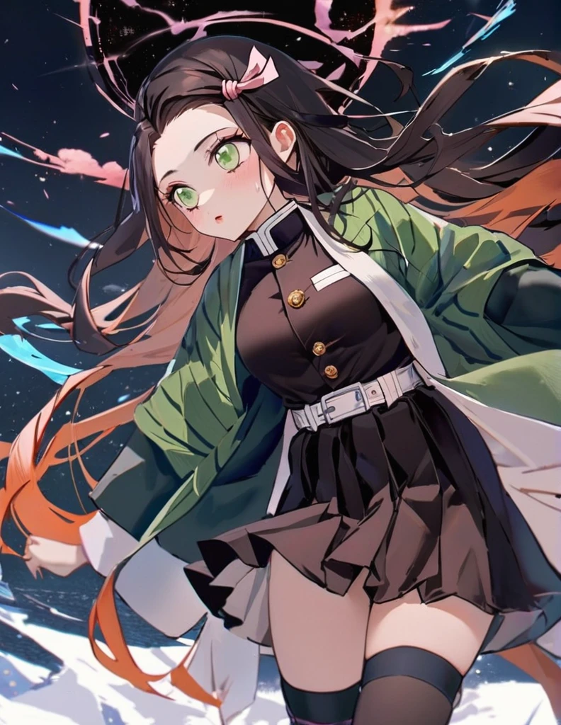 (((Best quality, masterpiece, finest, 16k high resolution))). One girl. (((smiling expression))). (((Deep shining green eyes, slanted eyes, delicate and glossy red-purple long hair, anime-style features, small face, super baby face, surprisingly beautiful girl))). She is . Her skin color is white. (((Medically and scientifically accurate human body, normal number of limbs))). ((Her outfit is an oversized sweater, miniskirt, and thigh-high socks)). She is playing a mobile game.