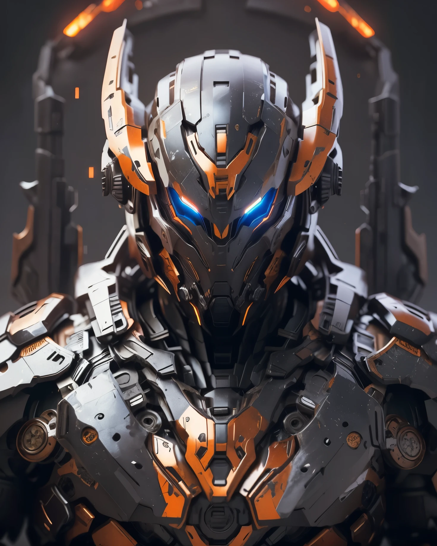 Image Prompt
Prompt: A futuristic, armored figure with a menacing, bat-like helmet stands against a dark, smoky background. The armor is a sleek, black design with intricate details and glowing orange accents. The character's eyes are hidden behind the helmet, but a sense of intensity is conveyed through their imposing stance and the glowing orange details on their armor.
Image Breakdown:
* Character: A futuristic, armored figure with a bat-like helmet. The character's identity is obscured by the helmet, but their imposing stance and glowing armor suggest a powerful and potentially dangerous individual.
* Coloring: Predominantly dark, with black and gray tones dominating the armor. The orange accents provide a striking contrast and enhance the character's menacing appearance.
* Lighting: Primarily dark, with the character being illuminated by a spotlight or other focused light source. This creates a sense of drama and mystery, as the character's features are partially obscured by the shadows.
* Setting: A dark, smoky background, suggesting an urban or industrial environment. The smoke adds to the sense of atmosphere and mystery.
* Mood: The image evokes a sense of menace, power, and mystery. The dark background, combined with the imposing figure of the character, creates a sense of foreboding.
