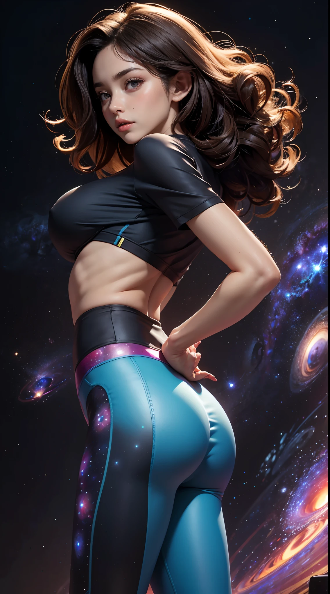 Highly detailed RAW color Photo, beautiful young bbw girl, dynamic pose, (wide hips), (detailed skin), (detailed lips), showing vagina, (detailed eyes), (cosmic:1.4), (necropolis:1.1), (Sci-Fi setting) (detailed face), (curvy), detailed eyes, chromatic aberration, depth of field, soft lighting, masterpiece, best quality, intricate, (lens flare:0.7), (bloom:0.7), particle effects, raytracing, tone mapped, highly detailed, concept art, smooth, sharp focus, dramatic lighting, highly detailed artwork, cinematic, hyper realistic painting, trending on Artstation, 8K, incredible shadows, realistic, (highly detailed background:1.2), art by midjourney