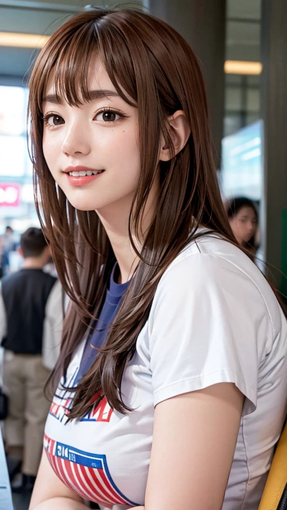 Sexy Big 、A cute 15-year-old girl with a sexy and cute look, beautiful and sexy face、A strong wind blows my hair in front of my face、With straight blonde hair、beautiful, Cute and sexy eyes hidden behind long bangs、Sexy school girl