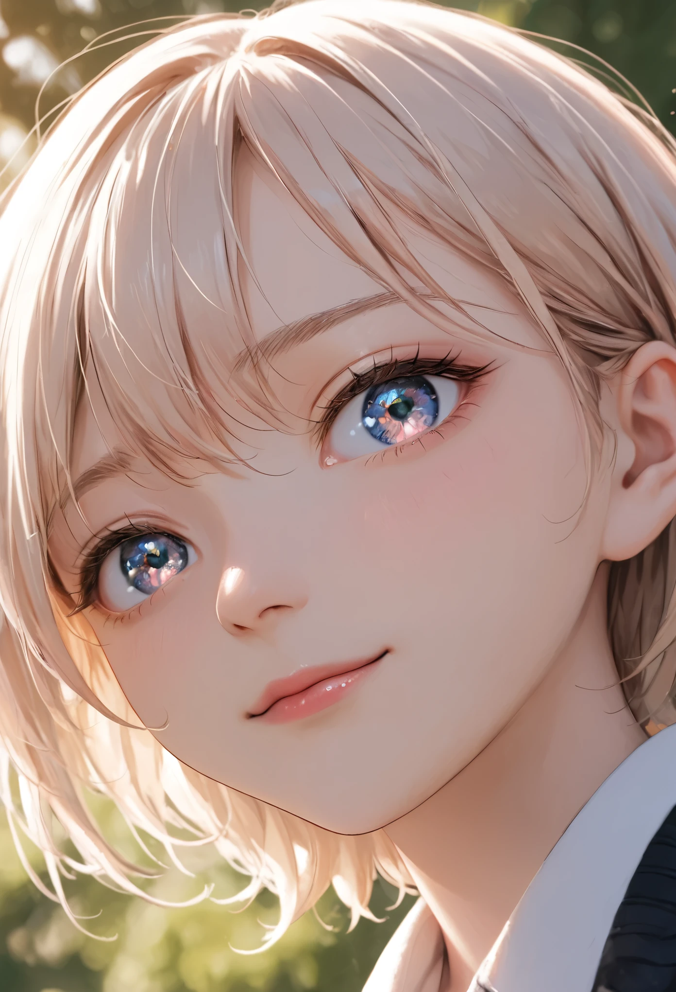 masterpiece, best quality, ultra-detailed, low-angle close-up of a young woman’s face, her blonde hair with soft pink streaks slightly flowing as she gazes down with a condescending, mesugaki,smile, looking at viewer, blush, hand up ,mocking expression, her red eyes glisten with a wicked glint, her lips curled into a taunting smirk, her eyebrows slightly raised, adding a sense of superiority and playfulness, the angle emphasizes her dominant expression, making it feel as though she’s looking down at the viewer, the soft light catches on her face, highlighting the sharp details of her smirk and eyes, the background is softly blurred with a bokeh effect, drawing full attention to her malicious yet confident expression, every detail of her face is meticulously rendered, capturing the depth of her mocking, superior gaze.