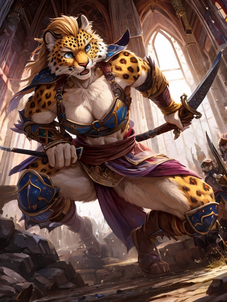 Beastman adventure fantasy, battle scene , female leopard, warrior, slim , (muscular:0.8) , Demonstration , Low center of gravity , (motion blur) , Stomp your feet , battoujutsu , sword swallowing position
, ( soft focus , Shallow focus , soft light) , Mature , Euphoria , glossy lips , moist eyes , coquettish , bold action , flasher , Insane , fabulous , sensational , funny face , dry-hump , looking away , (Heart pounding:0.5)