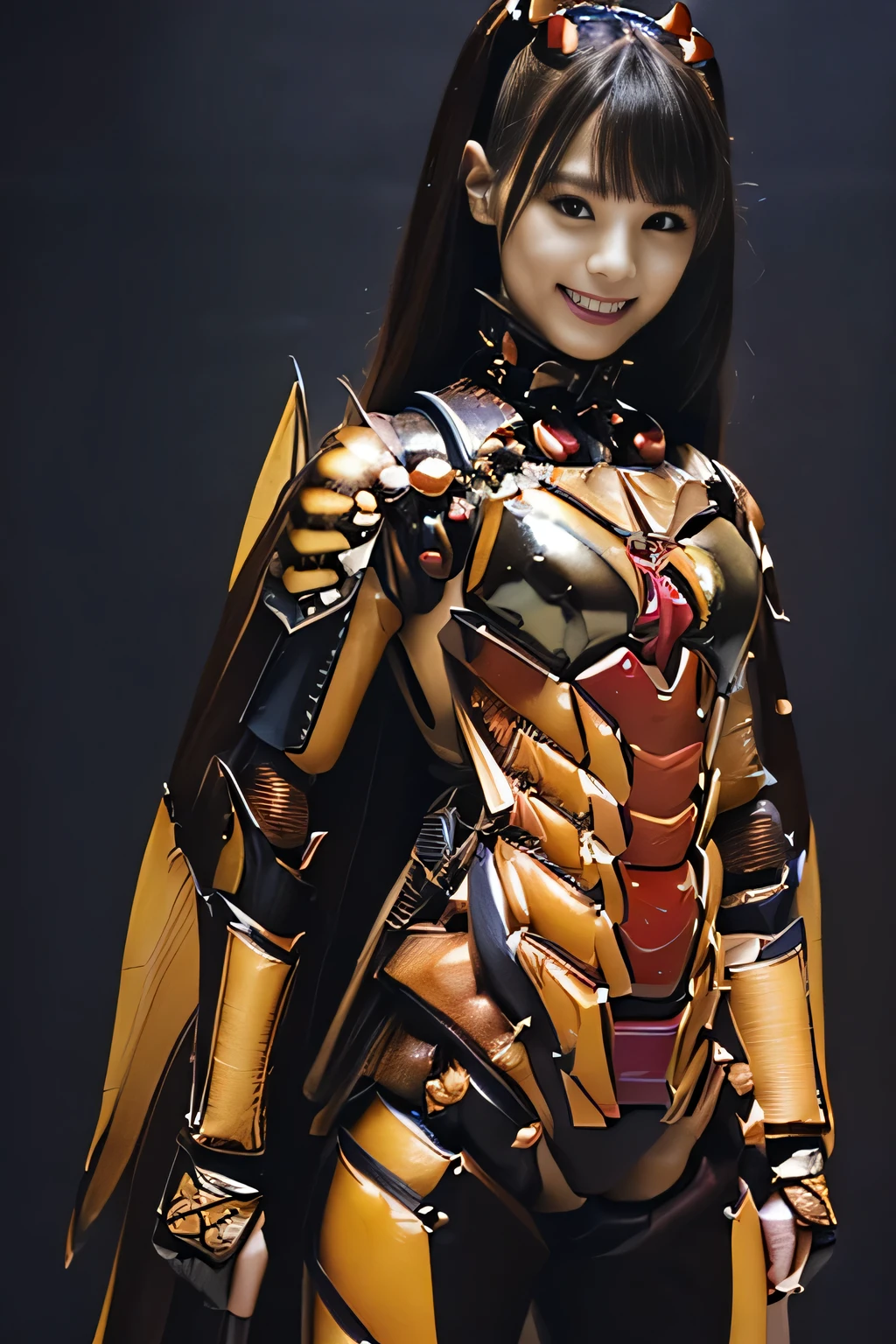 (high resolution,masterpiece,best quality,extremely detailed CG, anime, official art:1.4), realistic, photo, amazing fine details, all intricate, gloss and shiny,awesome many layers, 8k wall paper, 3d, sketch, kawaii, illustration,( solo:1.4), perfect female proportion,villainess, (fusion of dark brown cockroach and lady:1.4), (brown cockroach form lady:1.2), (brown cockroach lady:1.2), (fusion:1.2), (solo:1.4), (evil smile:1.2), muscular, abs, (cockroach brown exoskeleton bio insect suit:1.4), (cockroach brown exoskeleton bio insect armor:1.2), (brown transparency cockroach wing:1.4), (brown cockroach antennae:1.3),