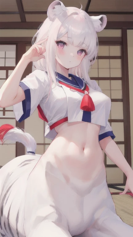 NSFW,((1 male and 1 female,have sex)),on stomach,from behind,vaginal penis,,perfect body,small breasts,Whip thighs,shrine maiden costume,removed sleeve,twin tails,naughty face,Ahegao,drooling,best image quality,highest quality