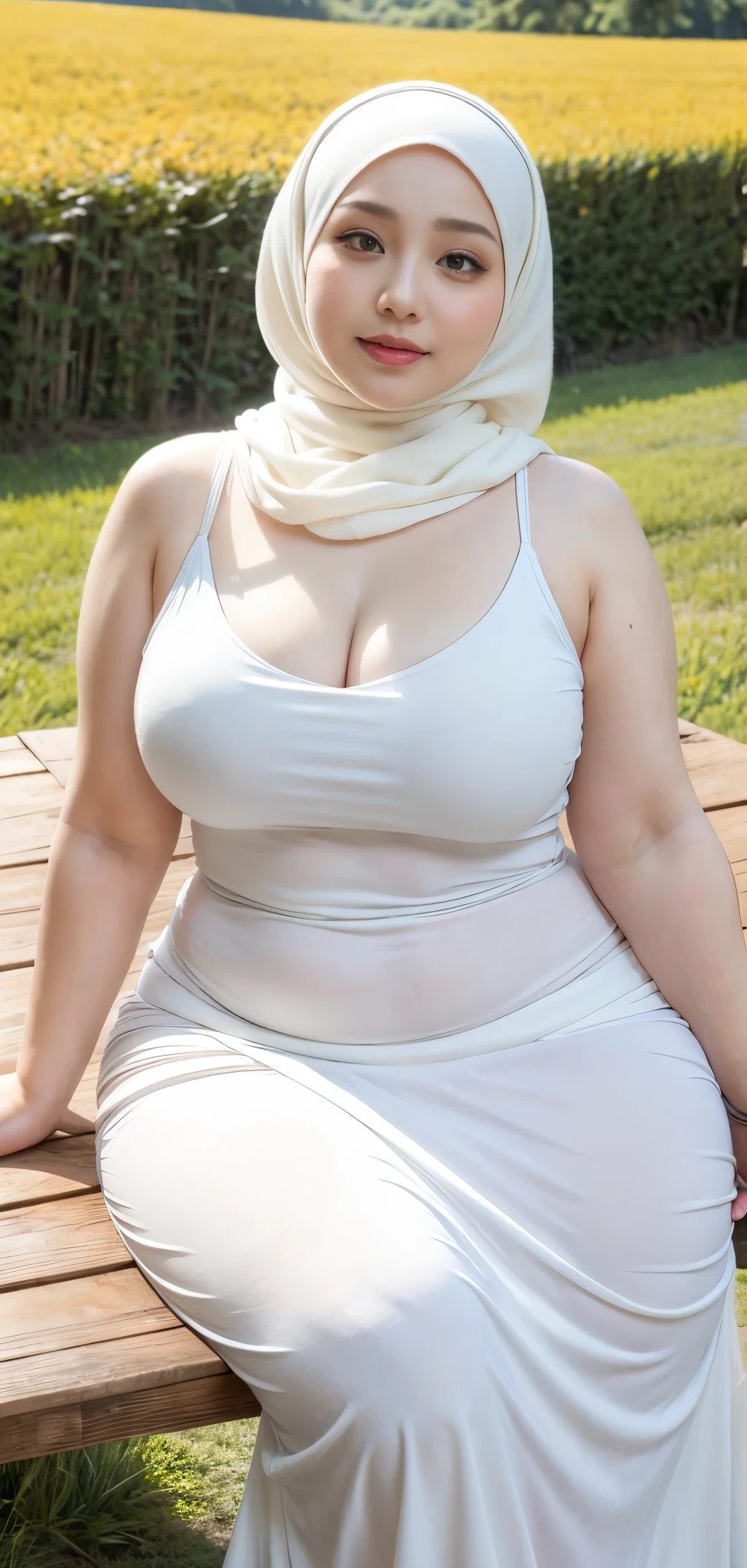 araffe woman in a gray shirt and a white hijab, she has a jiggly fat round belly, her belly is fat and round, thicc, thick body, hyperrealistic full figure, extremely plump, insanely inflated hips, fat woman, big stomach, beautiful thick female, powerful and huge, bbw, exaggeratedly large physique