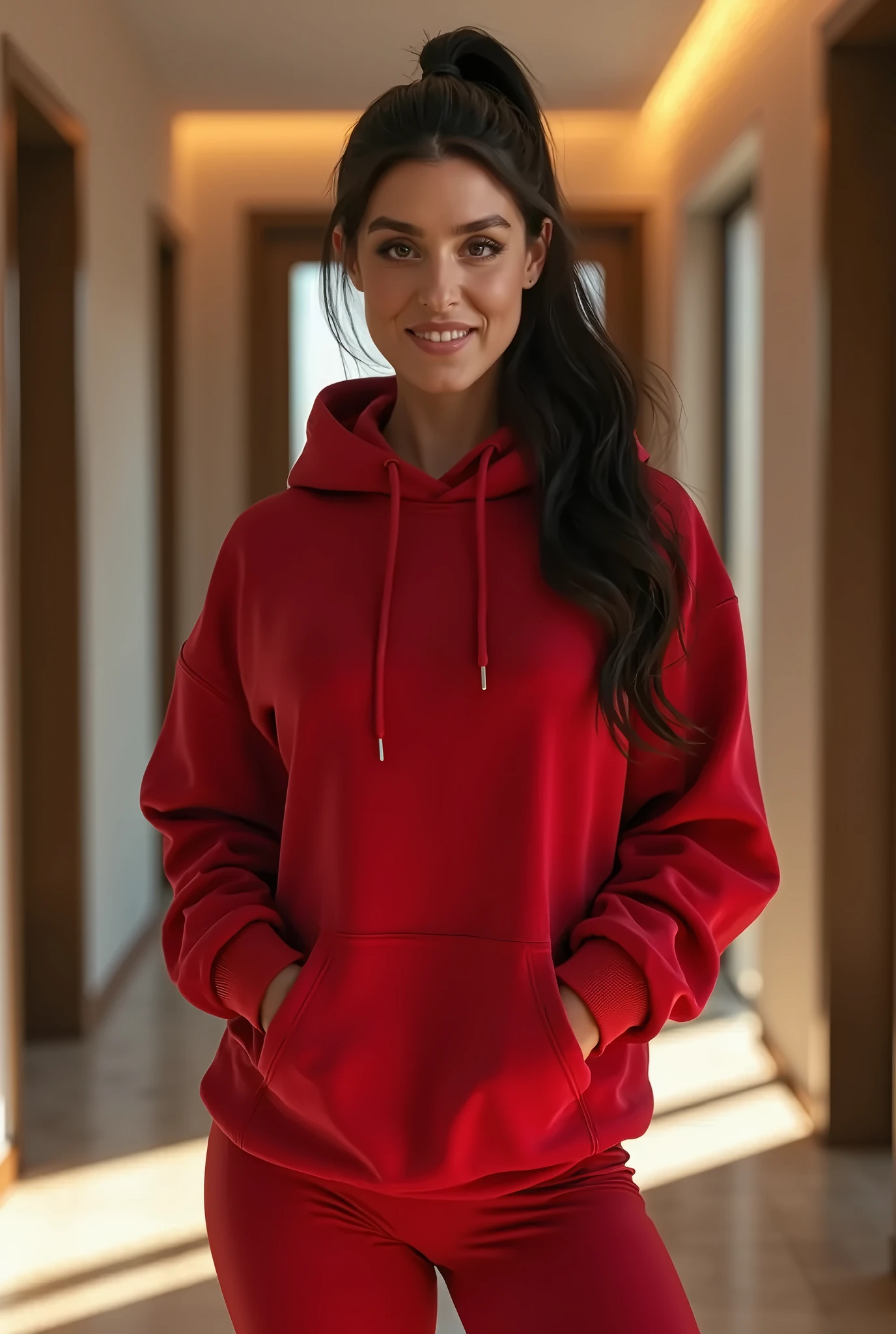 Fashion editorial style breathtaking cinematic film still  <lora:quiron_PetaJensen_v1_lora:0.87> PetaJensenQuiron Woman,  (realistic, photorealistic),  a 30 years old woman (wearing Hoodie),
 . shallow depth of field, vignette, highly detailed, high budget Hollywood movie, bokeh, cinemascope, moody, epic, gorgeous, film grain, grainy . award-winning, professional, highly detailed . High fashion, trendy, stylish, editorial, magazine style, professional, highly detailed
