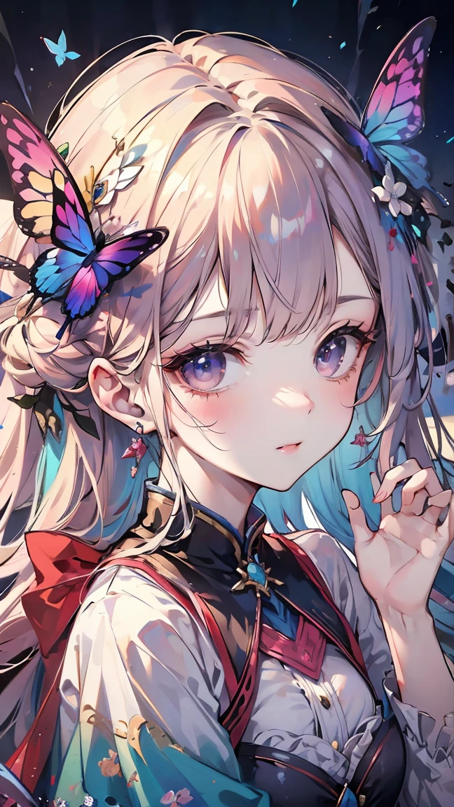 ((Best Quality)), ((masterpiece)), (detailed), Perfect Face,Rainbow Butterfly Maiden, Rich and colorful