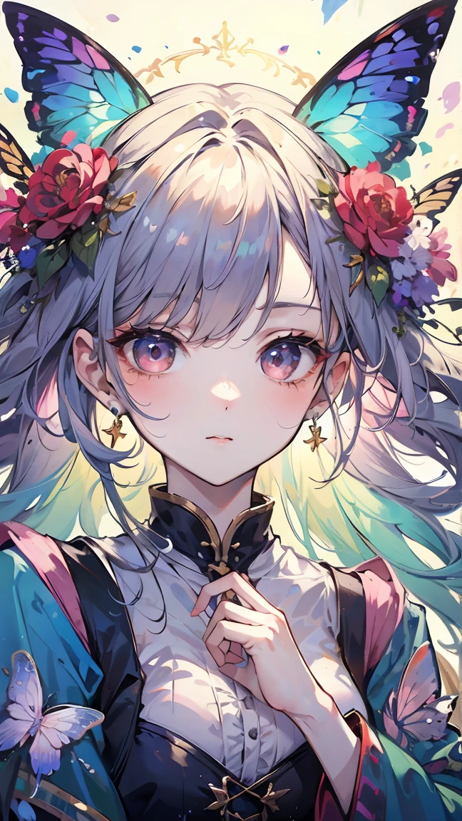 ((Best Quality)), ((masterpiece)), (detailed), Perfect Face,Rainbow Butterfly Maiden, Rich and colorful