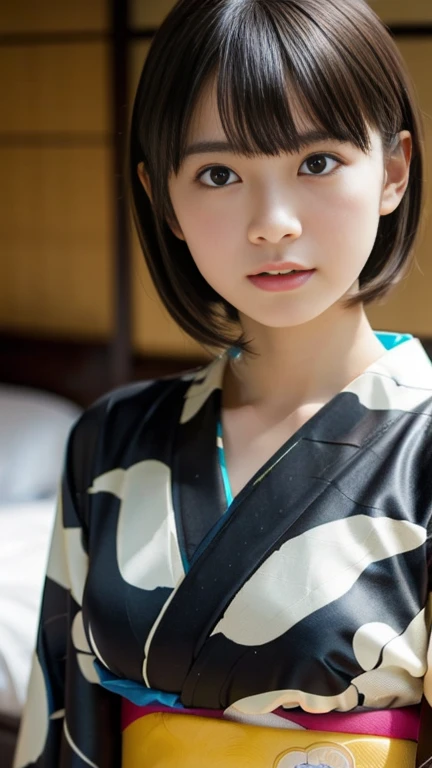 (best quality), (raw photo), 10yo, (10yo Japanese girl), (cute face), (flat chest),
cute lips,
dynamic lighting,
smile,
(beautiful thigh),
Pixie cut,
moonlight, at the bed,
(green floral print short pajama set),