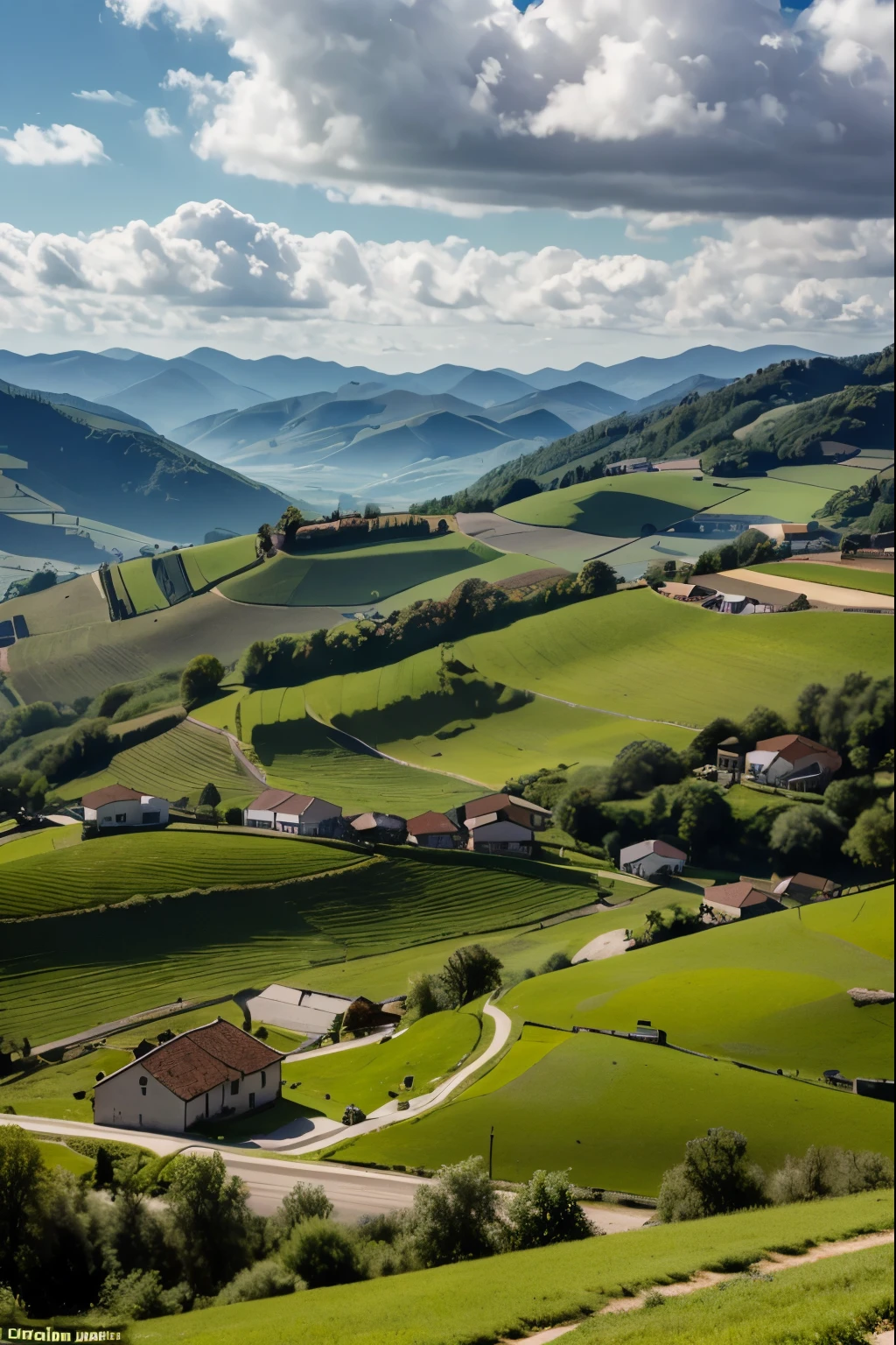 visit from above, through the clouds you can observe a landscape of hills, small villages and cultivated fields