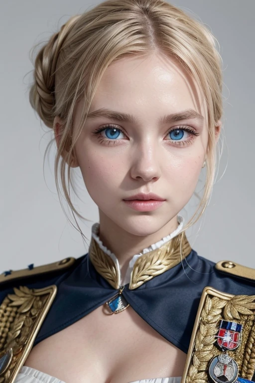 Top Image Resolution 4K A Mine 10 Year Old Little Girl in Ultra Realistic Blue Eyes Blonde Blonde WWI Military Uniform