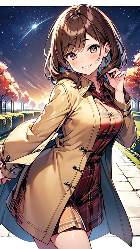 One girl、(Brown hair short cut、Beautiful brown hair、Keep your head small、Perfect Face、Shiny skin、Clear, reflective brown eyes、Slightly chubby、Small breasts、The butt is small)、(((Close one eye、Watercolor)))、
Let's think step by step,Best Quality、masterpiece、 Ultra-high resolution、 8k、Show anime style 、Soft Line Art、Digital Enhancement、 shojo anime touch, shojo manga core, Flowing fabric、Soft Drawing、 Ultra-detailed digital anime art、 Clear facial depiction、Super detailed shojo manga character art、 Ultra-detailed manga style、 Best Qualityの色、
(((Cosmos Garden、Large Cosmos❩❩❩、Autumn outfit、Camel coat、The front of the coat is open、Tartan check button-down shirt、(((Cowboy Shot、 An unforgettable smile)))