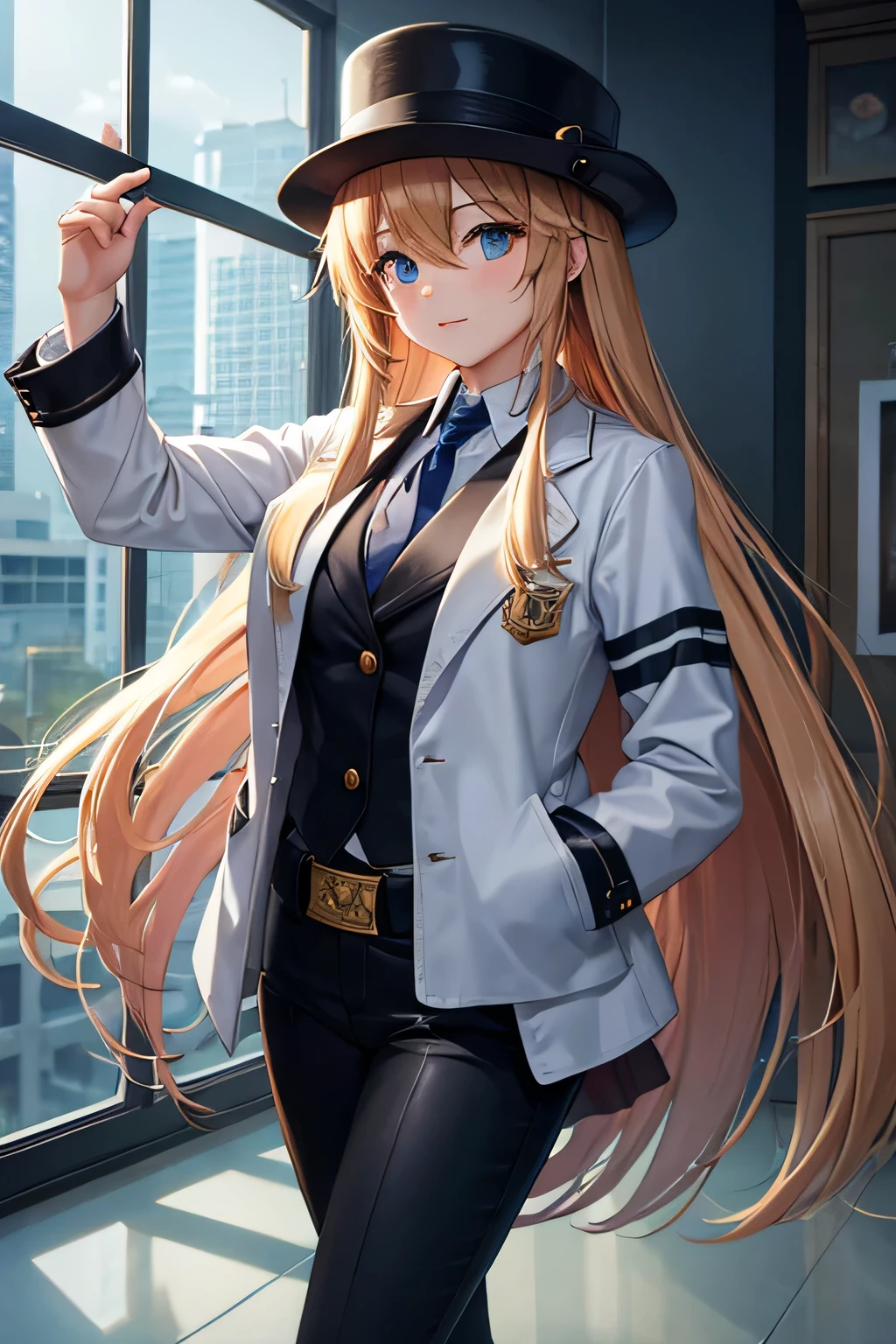 mahirushiina, Mahiru Shiina, bangs, blonde hair, brown hair, (yellow eyes:1.3), smile,
plane, indoor, flight attendant, vest, cap, black pencil skirt,pantyhose, name tag, Are standing, leaning forward, cleavage, 魅惑的なsmile, down blouse, Sound notes, throw, 性的なものを暗示する
break indoors,plane Inside the plane,
break looking at viewer, (cowboy shot:1.5),
break (masterpiece:1.2), highest quality, High resolution, unity 8k wallpaper, (figure:0.8), (detailed and beautiful eyes:1.6), highly detailed face, perfect lighting, Very detailed CG, (perfect hands, perfect anatomy),
