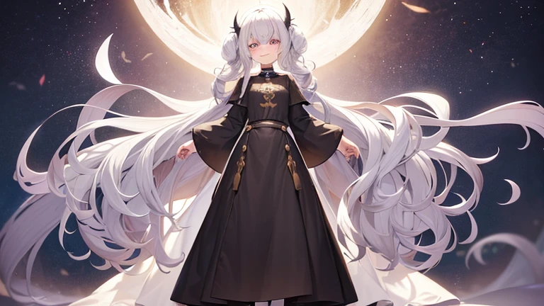 Masterpiece, Best Quality, ((Masterpiece)), (Best Quality), 1 Girl, High Resolution, Amazing, Beautiful Detail Eyes, Fine Detail, Depth of Field, Very Detailed CG, Original, Extremely Detailed Wallpaper, Detailed Face, Brunetted and Golden Pupils, Night with Bright Colorful Lights in Detailed Sky Layered Clouds and Cloudy Moon, (Lots of Glow Particles), Lots of Shooting Stars, Smile, Floating Hair, very_long_hair, Colored Tips, Full Body, Holding a glowing flower in hand, colored inner hair, gray hair, long hair, hair bow, hair bow, cold za, open eyes, light smile, anime, ray tracing, reflected light, normal hands, normal proportions