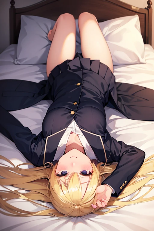 (((megami magazine))),(masterpiece)), ((top-quality)), (The ultra-detailliert), ((kawaii)), cute little, (Wonderful), ((ighly detailed)), 4K、 (8K), top-quality, (Beautiful fece),(((World-class quality))),(((blonde hair)))、 ighly detailed, hight resolution,独奏、(((1 persons))).(((1 female)))、(((20yr old)))、(((Adult look))),Embarrassed expression、((rounded body)).(((On the red bed)))、((Detailed crotch)).((large udder))、((detailed thigh))、((perspiring))、((Drooping liquid))、(((open one's legs))).(((Sleep on your back)))、(((Emphasis on the crotch)))、(((Crotch bite)))、((Putting out the chest))、(((Pretty small eyes))),((inside in room))、Show the armpits、(((Bold poses))),