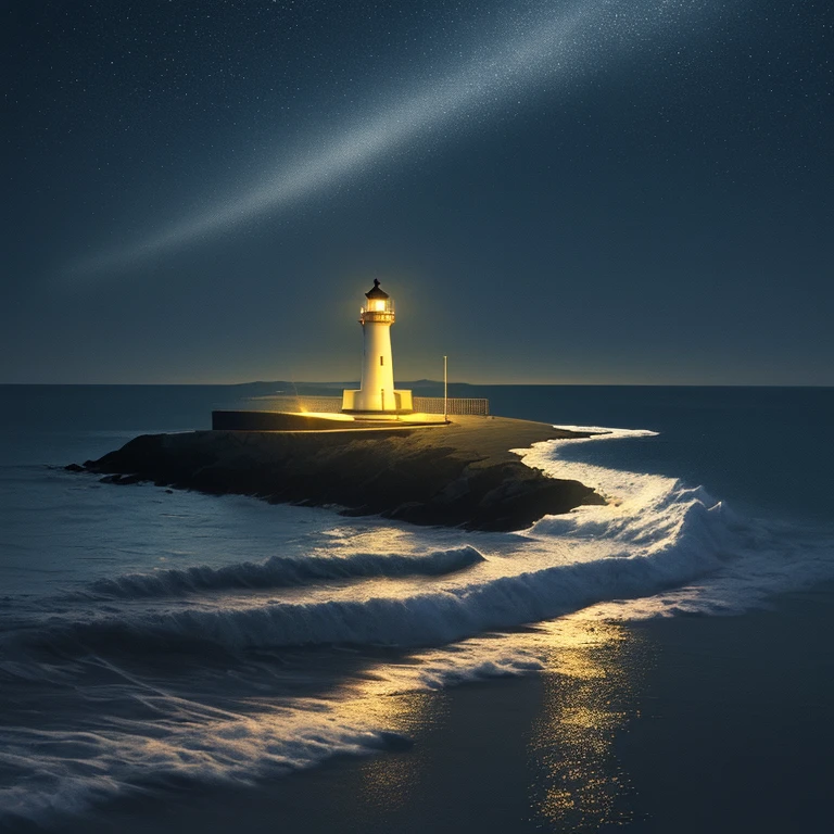 Lighthouse, light, too bright, night, dark, shimmer, straight line, sensation,