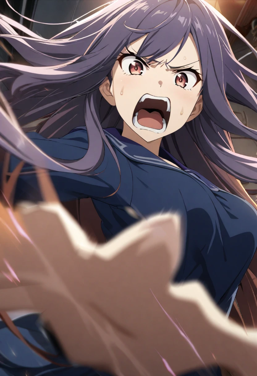 inoue takina, pov, cinematic lighting, action, huge breasts,