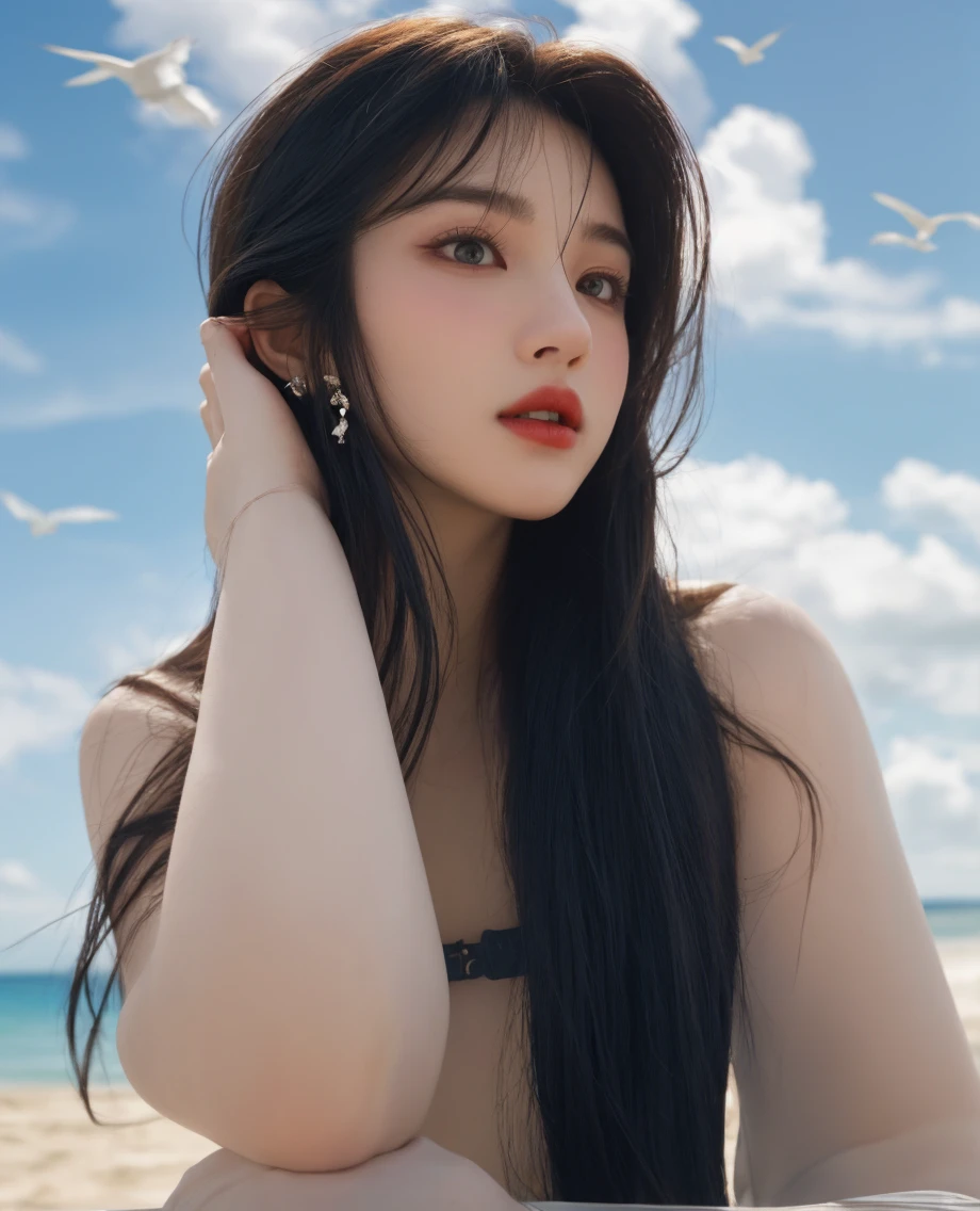 Xin Haicheng、beautiful girl、cumulonimbus、summer、Topless