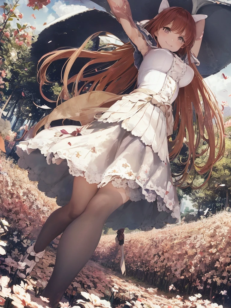 A little girl looking at a giant tree, high detail, Impressionism, anime style, from behind, from below, high details, masterpiece