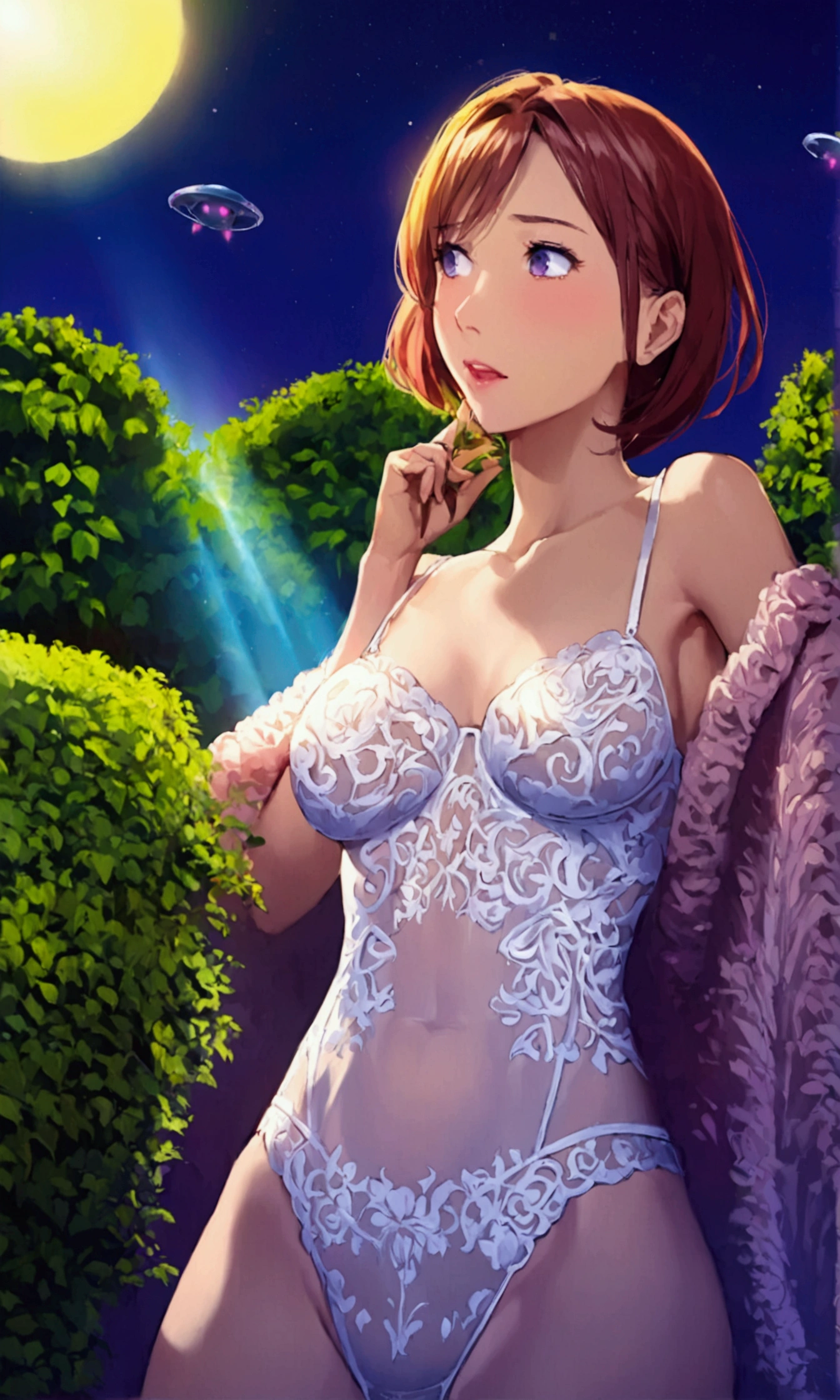 1girl, cute, young adult, medium breasts, blushing, underwear only