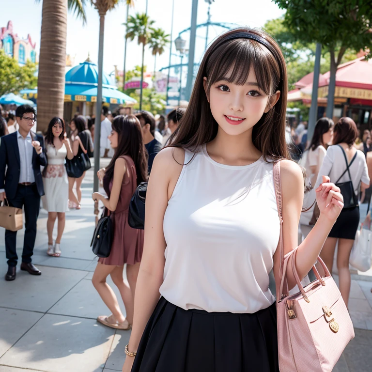 (highest quality, 8k, 32k, masterpiece, Ultra-high resolution:1.2),Japanese beautiful girl、-yeld juletely naked、Full nudity、Very beautiful breasts、Beautiful cherry-colored areola、Erect nipples、Small butt、Shaved、united states of america, Dramatic lighting, Experience the thrill of riding a roller coaster at Disneyland. Capture the excitement in her facial expressions and body language as she navigates the twists and turns of her ride.. Incorporate the vibrant colors and iconic elements of theme parks into your scenes, Emphasize a sense of joy and adventure. Showcasing the dynamic movement of a roller coaster, Create a visually appealing composition that conveys the fun and excitement of a day at Disneyland."