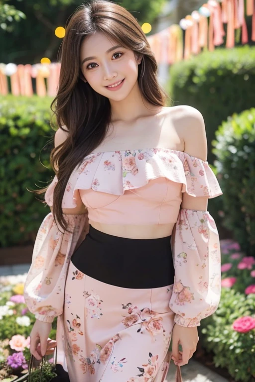WHAT,bow, (best quality, masterpiece:1.2), tianfeng1, Extremely detailed, (Practical:1.37), beautiful, youth, Charming female model, sweet smile, Sweetheart girl, Warm colors, ((Full body view,Skin is firm and smooth)), ((Random scenes,Random shooting angles)), ((Elegant and natural gesture)), (big eyes, Exquisite eyes, Delicate lips, Exquisite eyes), Available in white and floral pattern, Show a bright smile, fit, Full breasts, ((Large Breasts)), Long legs, Create a stunning photo of a girl