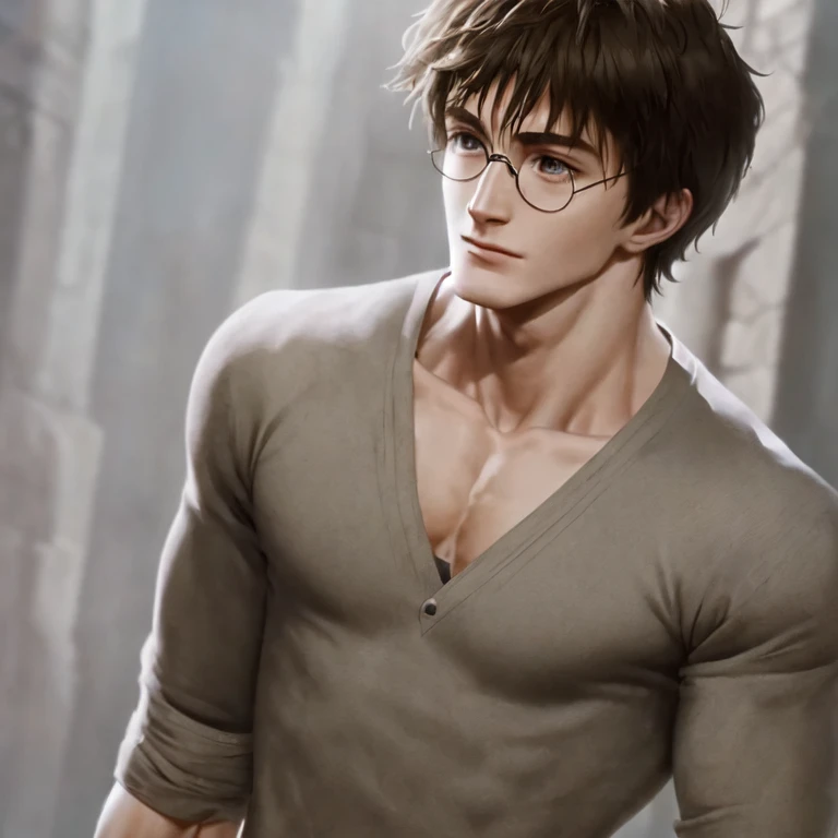 solo, 1boy, Tall, Handsome, Muscular, very masculine, broad shoulders, Harry Potter