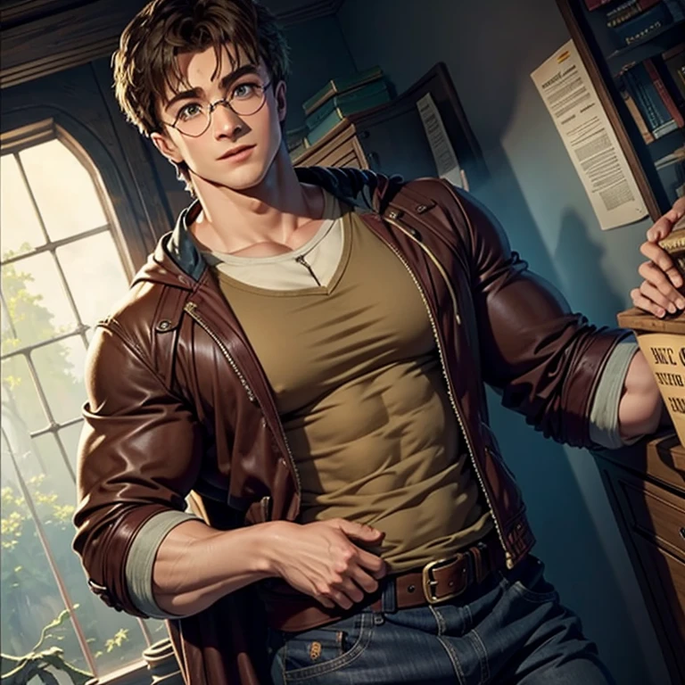 solo, 1boy, Tall, Handsome, Muscular, very masculine, broad shoulders, Harry Potter