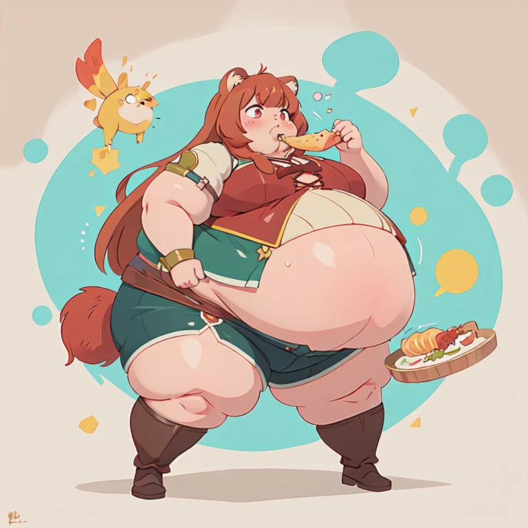 Raphtalia、obesity、Details、Wide、Waist 2m、Pregnant belly、Burp,、forced diet、Big eater、overeating、obesity体型、Big belly、The Rising of the Shield Hero