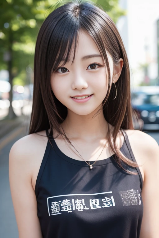 High quality masterpiece, 8k, , Japanese Girls, RAW Photos, Absurd, Winner portrait smile face, 笑face, Alone, Uniform, Summer Clothes Idol&#39;face, violet, Gardenia, Delicate girl, Long black hair, Dark Eyes, Upper body digital SLR, Observe the audience, Frank, Sophisticated, Like々Shii, Thin arms, Professional Lighting, Film Grain, Chromatic Aberration, (Details of the eye and face: 1.0), (Bokeh button:1.1)