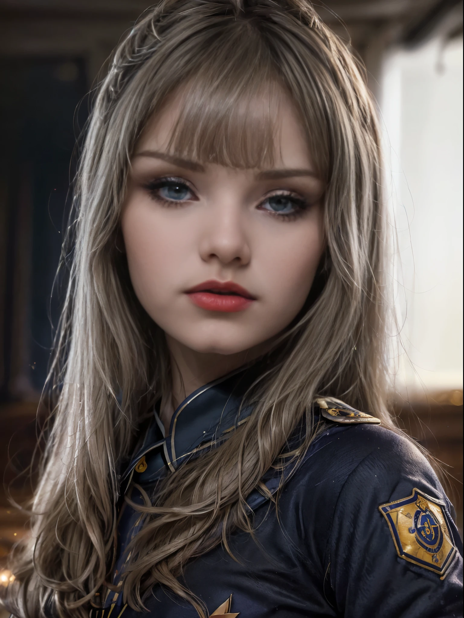 8K, Best Quality, 1girl, (skindentation), Night, (Dark), Clear Background Indoors, (People), Beautiful Bangs, Gorgeous,, (Clothing and Uniform:1.3),Soft Lighting, Attractive, Dark Room, (Mouth Closed:1.2, Beautiful Eyes, Detailed Eyes, Detailed Iris, Beautiful Lips, Beautiful Nose, Beautiful Face),(Primary Colors:1.5), liz.ashley