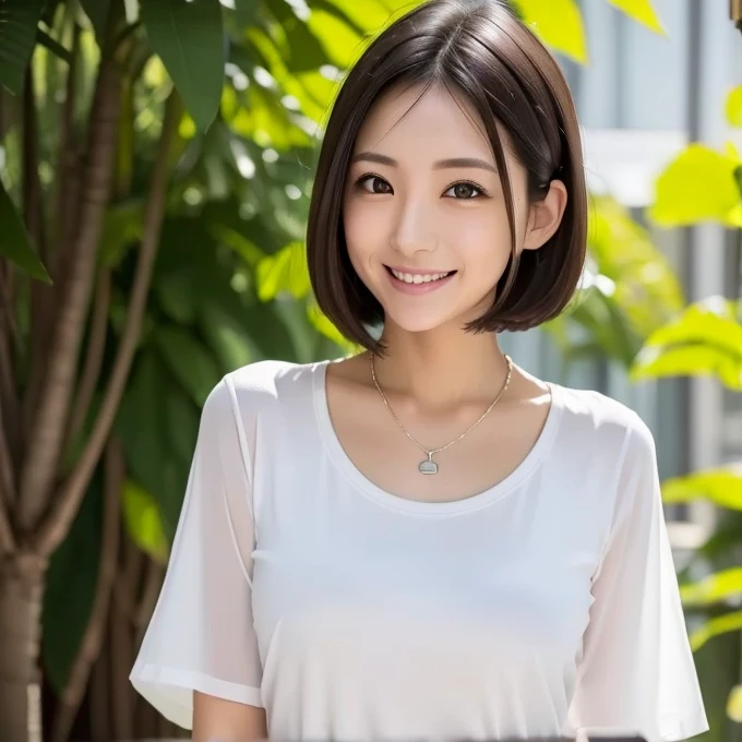 (highest quality、table top、8K、best image quality、Award-winning work)、One cute high school girl、alone、perfect beautiful composition、(Uniform shirt with fully open chest:1.3)、(unbutton one's shirt、fully exposes small naked breasts:1.5)、(small flat chest:1.2)、(short bob hair:1.2)、slender body、(A shy smile looks at me:1.1)、(strongly blurred park background:1.1)、natural makeup、Ultra high definition beauty face、ultra high definition hair、Super high-definition sparkling eyes、(Pure white skin shining in ultra-high resolution:1.1)、Super high resolution glossy lips、accurate anatomy、ultra high definition hair、(very bright:1.1)