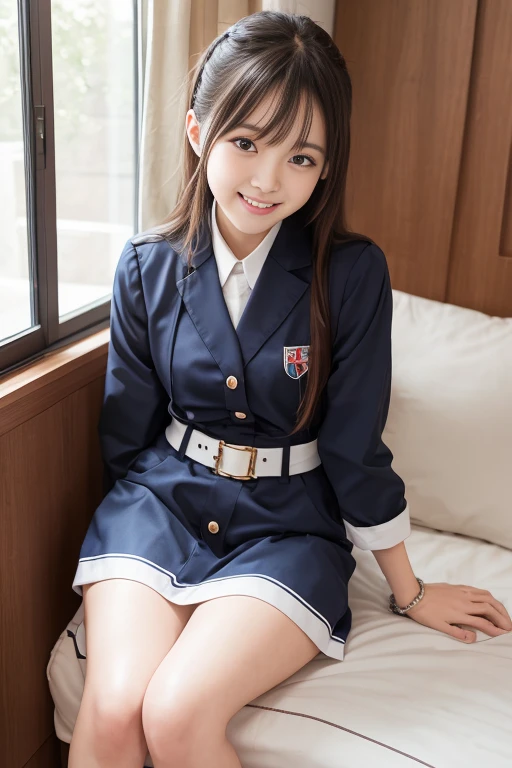 High quality masterpiece, 8k, , Japanese Girls, RAW Photos, Absurd, Winner portrait smile face, 笑face, Alone, Uniform, Summer Clothes Idol&#39;face, violet, Gardenia, Delicate girl, Long black hair, Dark Eyes, Upper body digital SLR, Observe the audience, Frank, Sophisticated, Like々Shii, Thin arms, Professional Lighting, Film Grain, Chromatic Aberration, (Details of the eye and face: 1.0), (Bokeh button:1.1)