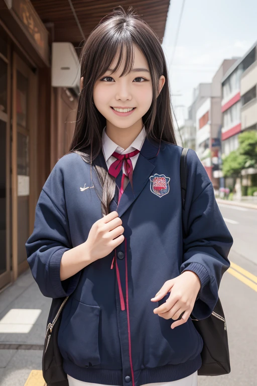 Very detailed CG Unity 8K 壁紙、highest quality、Very detailed、masterpiece、Realistic、Photorealistic、Very detailedかわいい女の子、************、Young Face、(((wear Japanese school uniform)))、((Roll up the skirt yourself)))、(Lift it yourself)、、Bottomless、blush、Lips parted、Looking at the audience、Semi Body Shot、(A lot of people)、(On a street corner in Tokyo)、(((Excitedly showing off one&#39;s genitals )))、(((Beautiful cat、Real Pussy)))