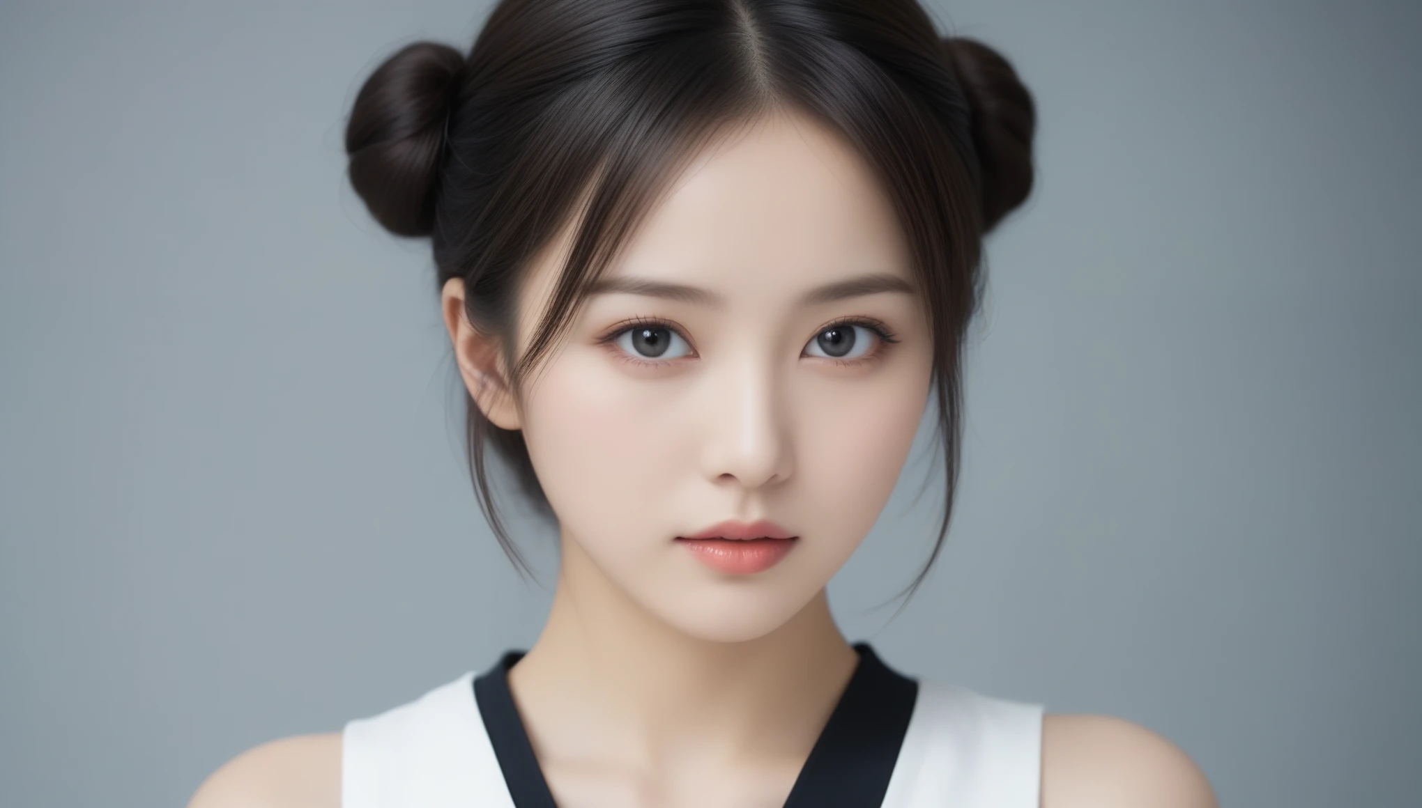 8k, Ultra-high resolution, Highest quality, masterpiece, 三分割法によるphotograph,Surreal, photograph, 1 Girl, (16 years old:1.3), pretty girl, Cute Face, Beautiful eyes in every detail, 細かくdetailedに,masterpiece,One Girl:1.2,Japan Female Teachers,extream close up,sad,streaming tears,Black short hair,Messy bun hair,(black suit:1.3),Nun's clothing,(印象派の美しい少女のPortraiture), (Gray background:1.3),(Impressionist light and colour),Dedication to God,Realistic Skin, Perfect and beautiful face ,完璧でCute Face, Skin with attention to detail, Perfect limbs、Narrow waist,Looking at the audience、beauty,Long neck,clavicle,(((Ideal body type))),A cup small breasts :2,Portraiture:2,Perfect Anatomy,鮮明なdetailed,detailed,Surreal,Light and shadow,spotlight
