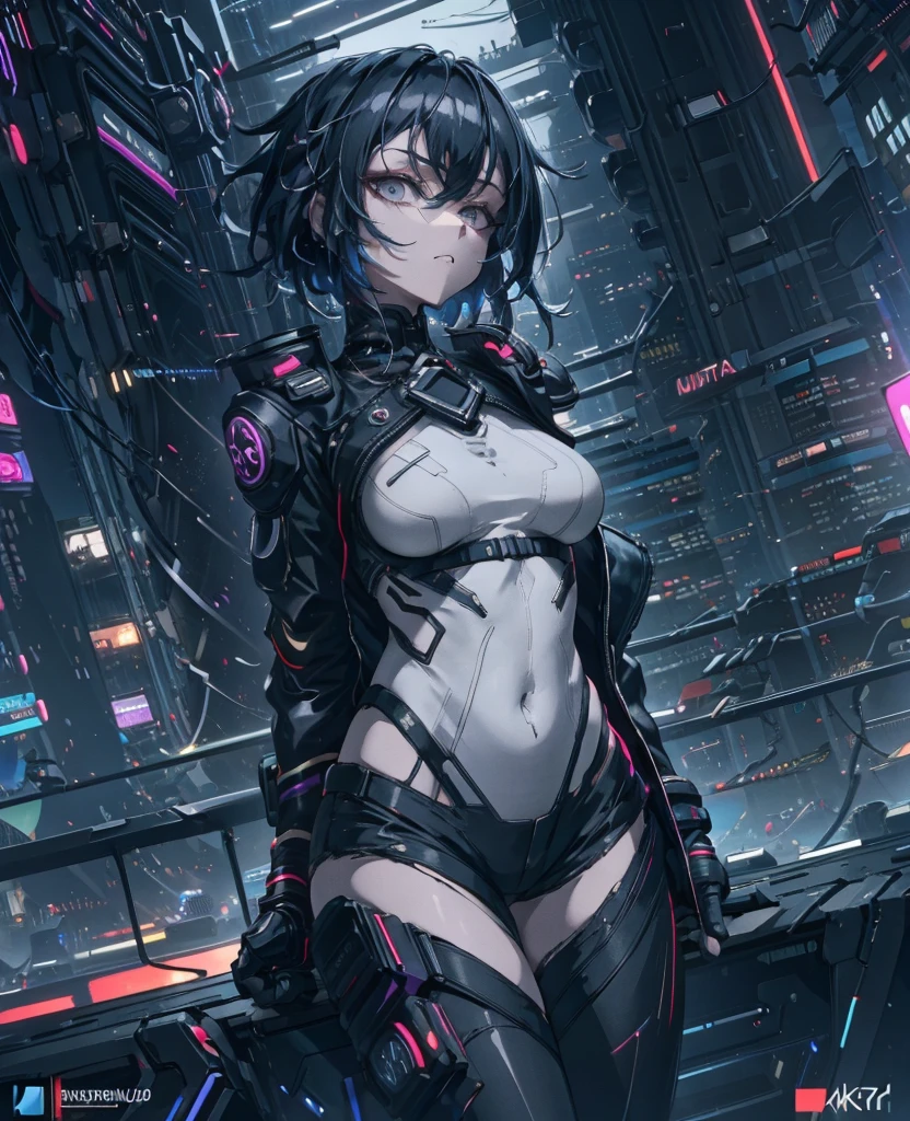  (future cityscape:1.5), (NSFW, topless bare small middle boobies, uncensored bare pussy:1.5), (Face of love, I&#39;m so happy:1.5), (cyborg girl:1.5), low teen, stylish angle, stylish pose, (headphone, mechanical fuselage, mechanical clothing), looking at the viewer, bangs cut off, (blue mini skirt:1.2), plastic corset, Beautiful light effect, glowing skin, (removable long sleeves, very wide sleeve:1.5), (caution decal, corporate logotype:1.2), (small open mouth:0.8), 
